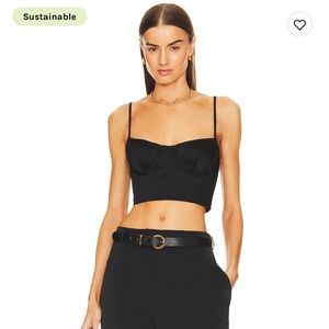 HELSA Cotten sateen bustier in black